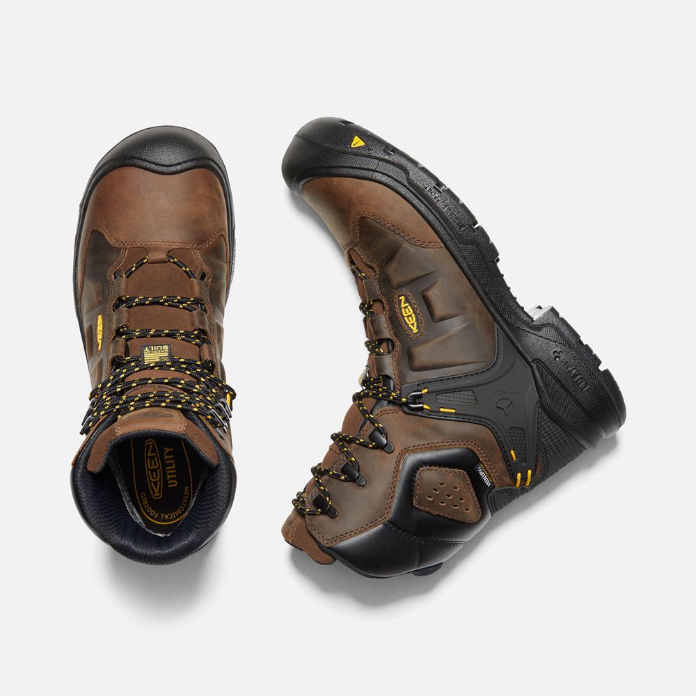 Botas de Trabajo Keen Mexico Marrom - Hombre Dover 8\" Waterproof (Carbon-Fiber Toe) - HN7058231